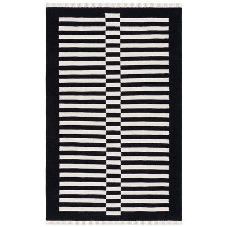 Safavieh 8 x 10 ft. Striped Kilim Flat Weave Rectangle Area Rug Black & Ivory STK805Z-8